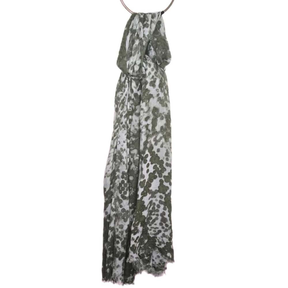 Michael Stars Olive Green Abstract Snake Print Scarf Shawl Wrap